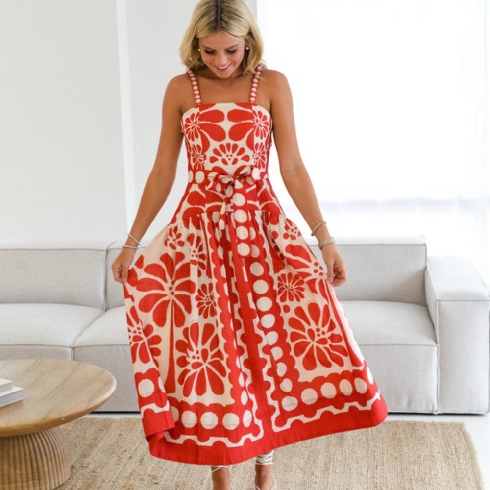 Fancy D Boutique - Ava Patterned Belted MIDI Dress